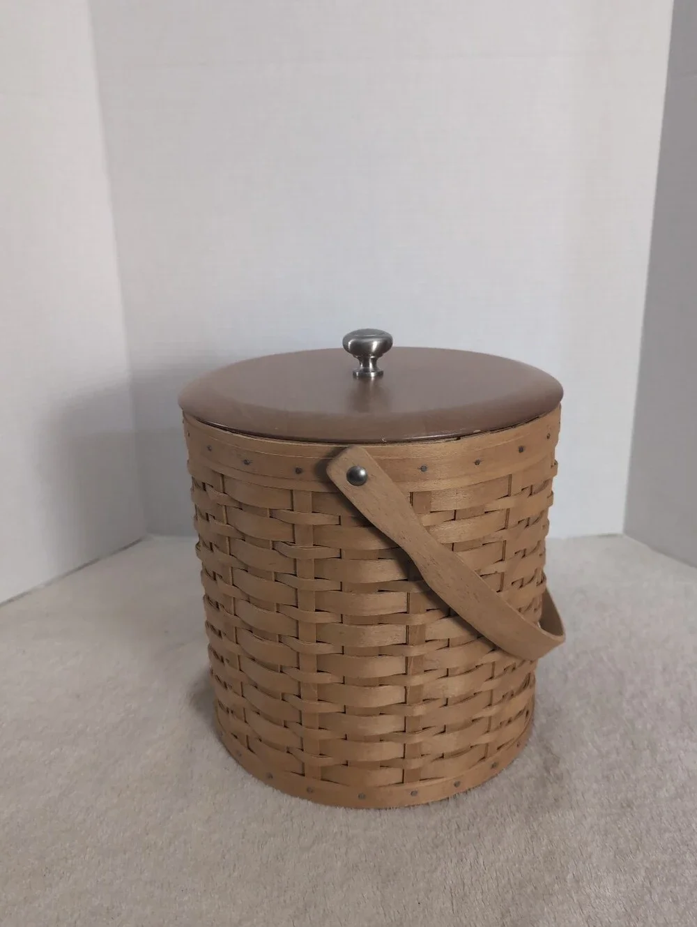 Vintage 2003 Longaberger Ice Bucket Basket With Lid, Liner & Insulated Protector